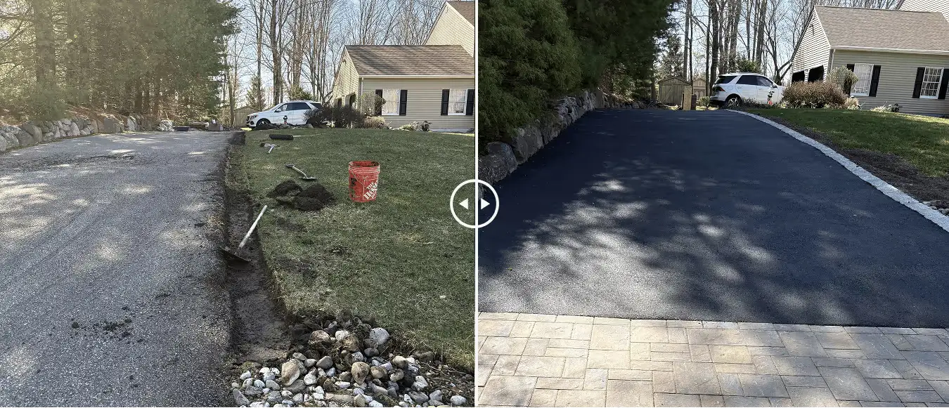Finished curved paver walkway installed by JCM Construction in Northern New Jersey