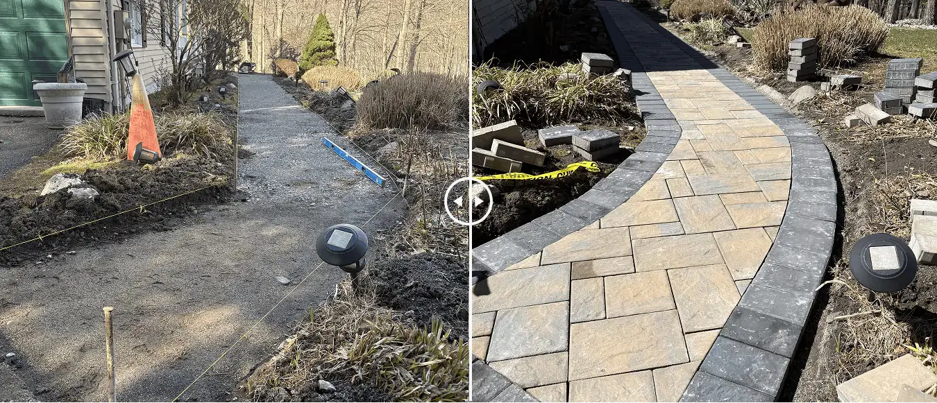 Backyard before JCM Construction paver patio installation in Bergen County NJ