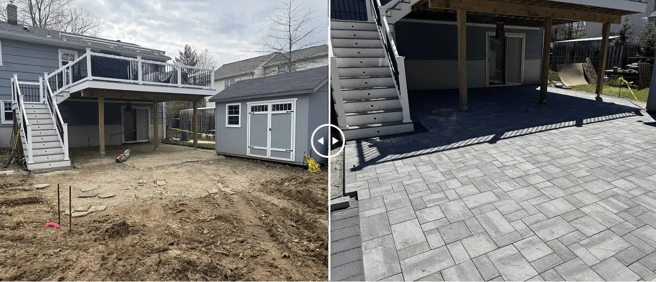 Overgrown walkway before JCM Construction paver installation in Northern New Jersey